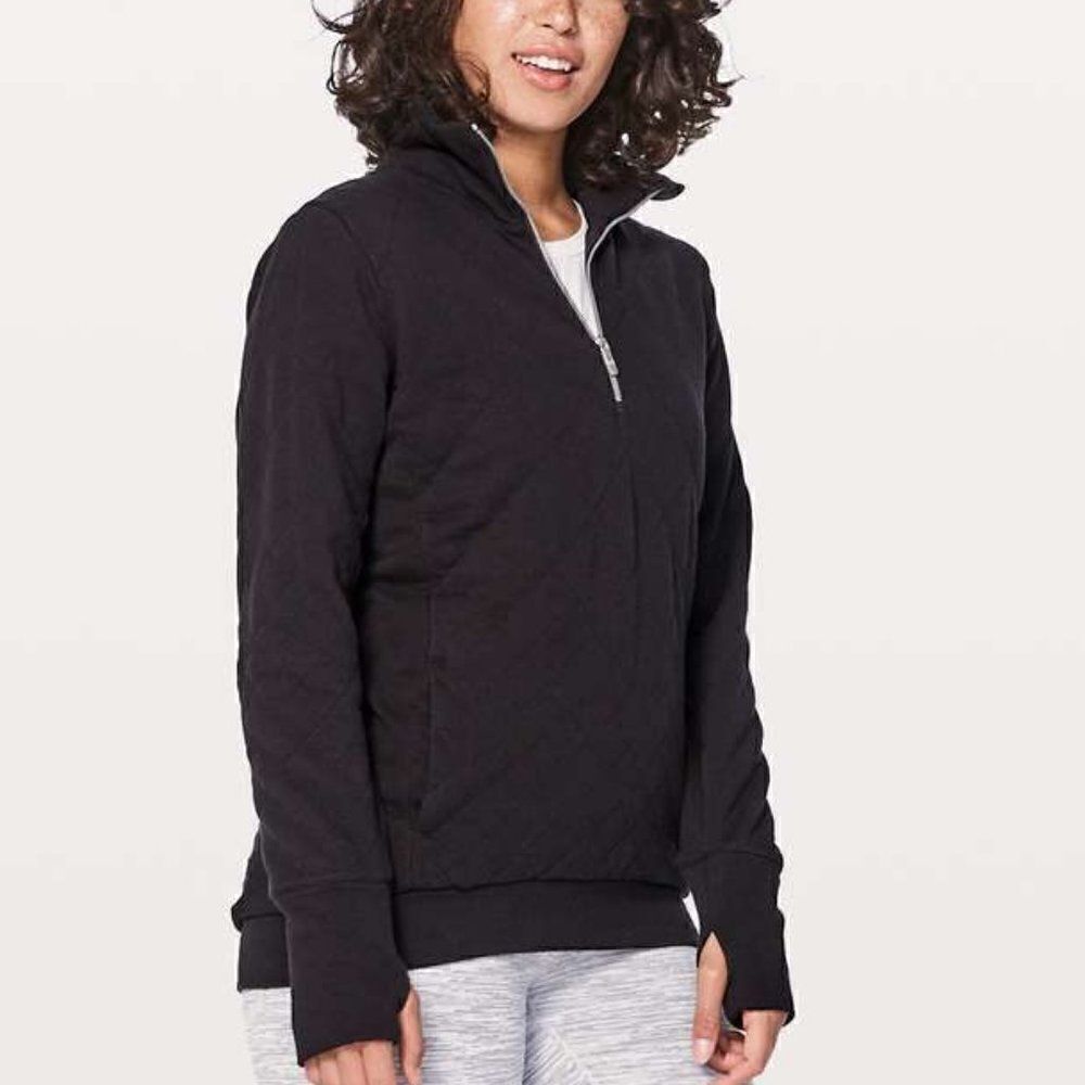 Lululemon Black Forever Warm Quilted Pullover Sweatshirt